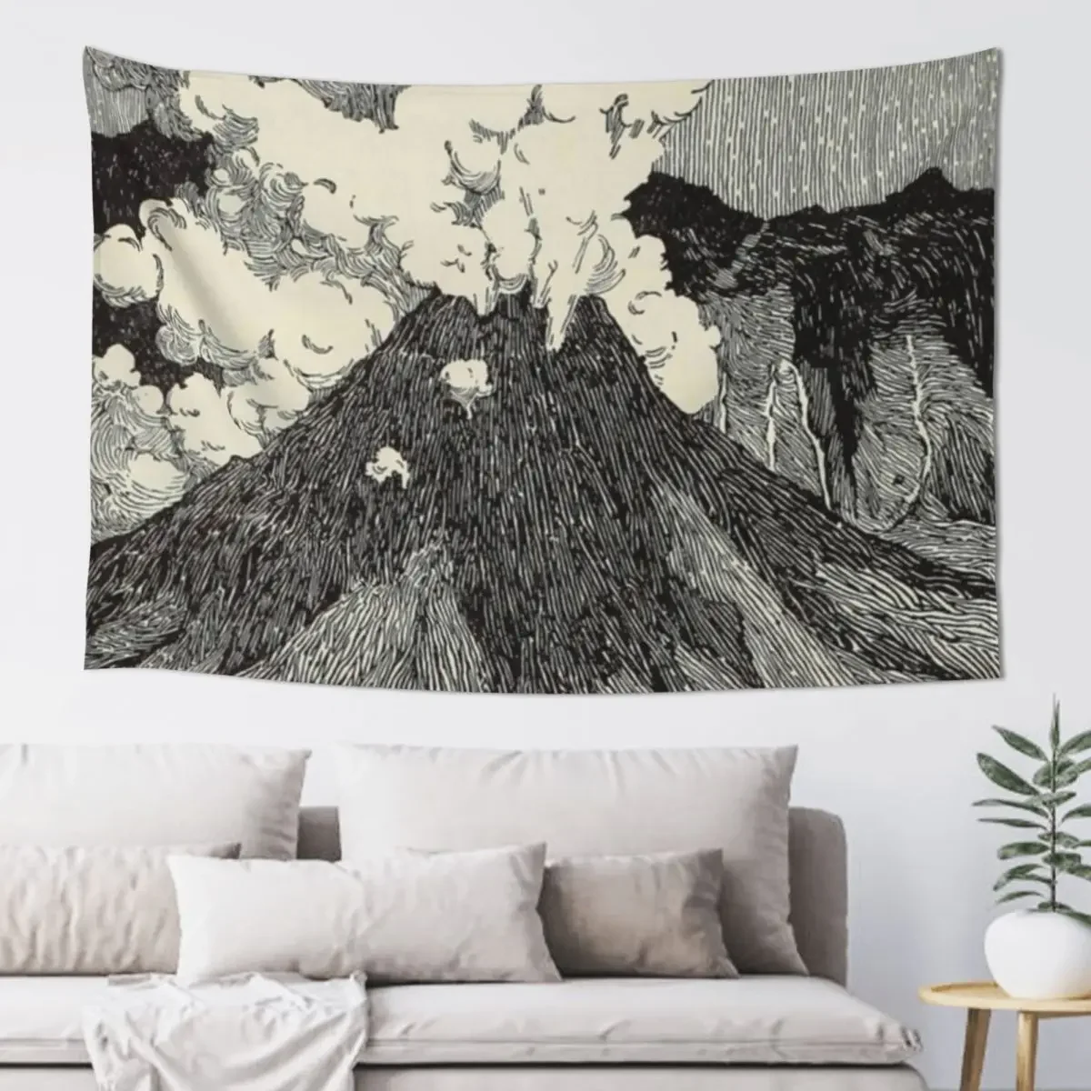 Naturalist Volcano Tapestry Wall Carpet Room Aesthetic Tapestry