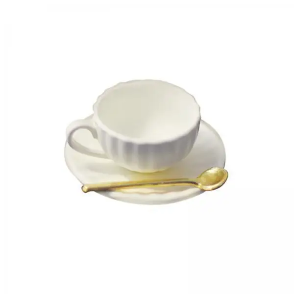 

1 12 Miniature Dollhouse Coffee Mug Plate Spoon Durable Alloy Tableware Accessories for Dolls House Living Room Decoration