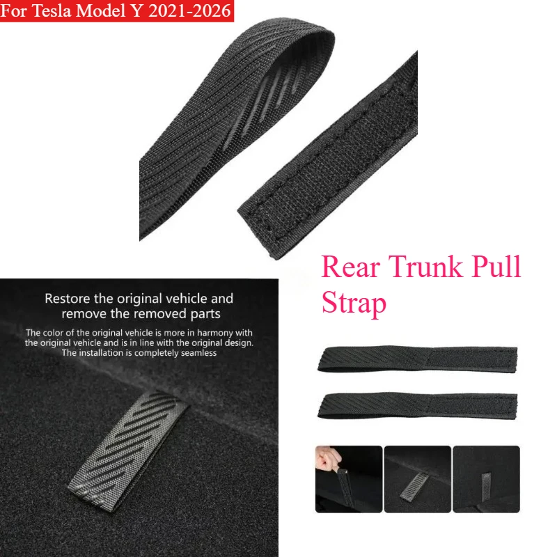 Easy installation 1pc/2pcs Rear Trunk Drawstring Lid Pull Strap For Tesla Model Y 2021-2026 Auto Accessories Draw Cord