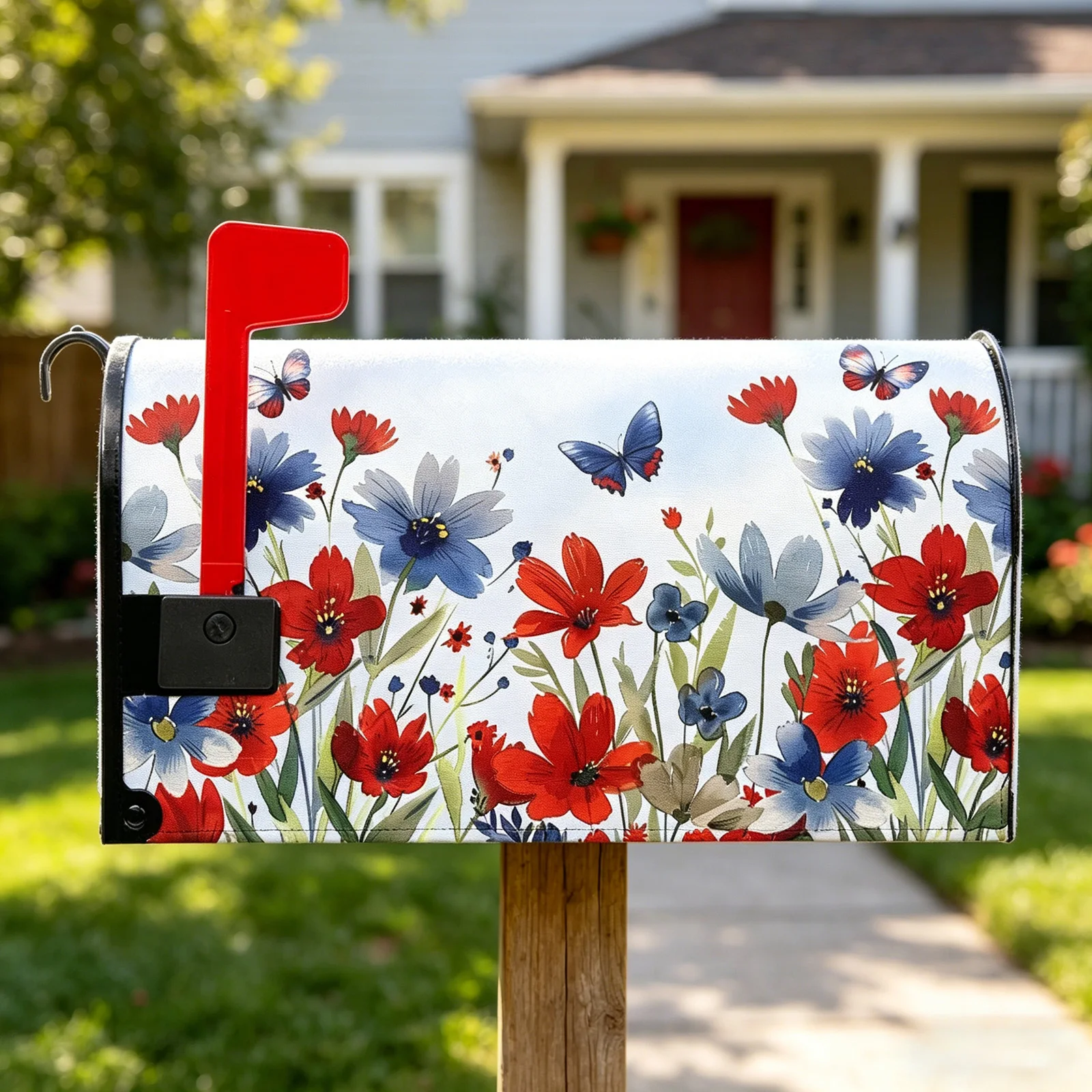 Magnetic Watercolor Cute Mailbox Wraps UV Protection for Colorful Scenery Mailbox Cover for Farmhouse Garden Yard Decor Holidays