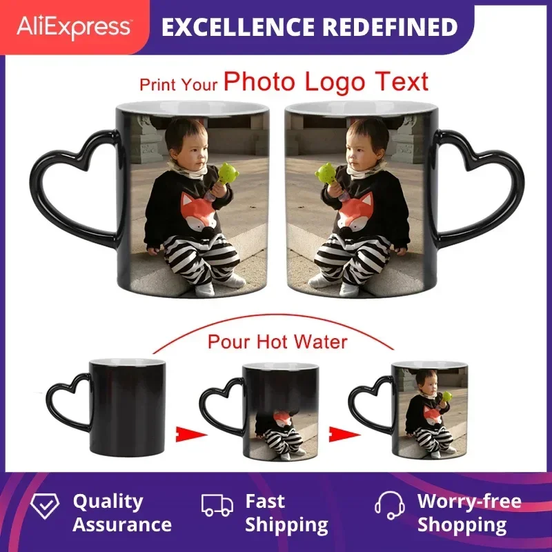 Tasse magique à changement de couleur avec Photo, personnalisation de votre photo sur tasse à thé, tasse à café en céramique unique, meilleur cadeau