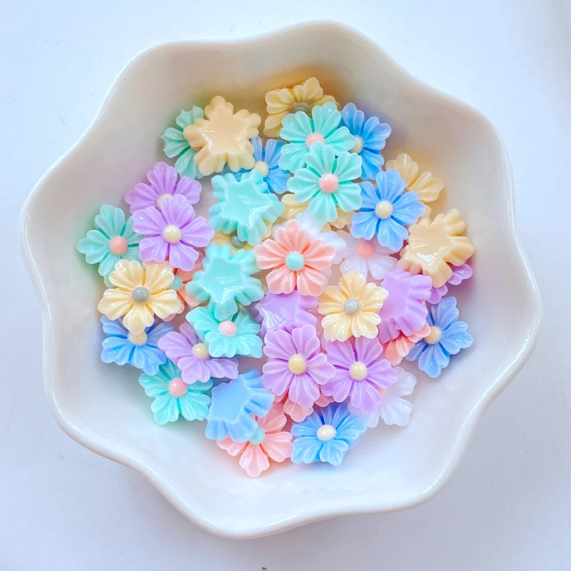 50pc 3D Resin Nail Cute Flower Head Series accessori per unghie Kawaii decorazione per unghie fai da te