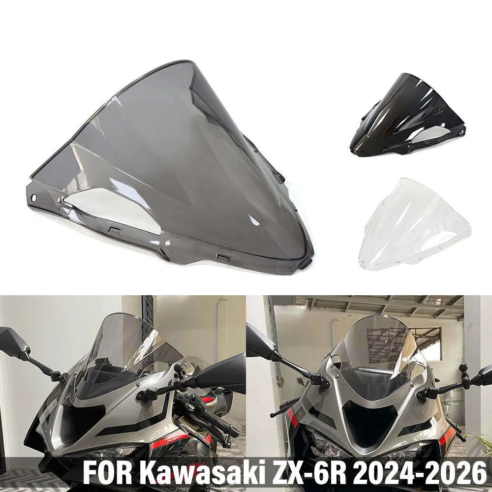 Motorrad Frontscheibe Windschutz Für Kawasaki ZX-6R ZX6R 2024 2025 2026 Deflektor Verkleidung Flyscreen Schild Zubehör