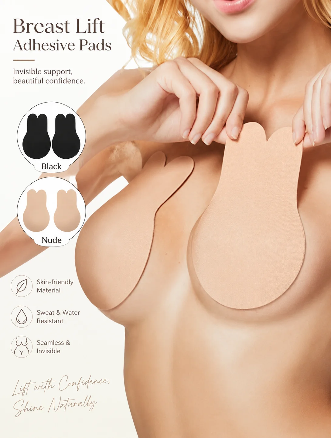 Rabbit Ear Breast Lift Stickers Silicone Invisible Adhesive Push Up Bra Nipple Covers Anti Exposure No Fall Self Adhesive Chest