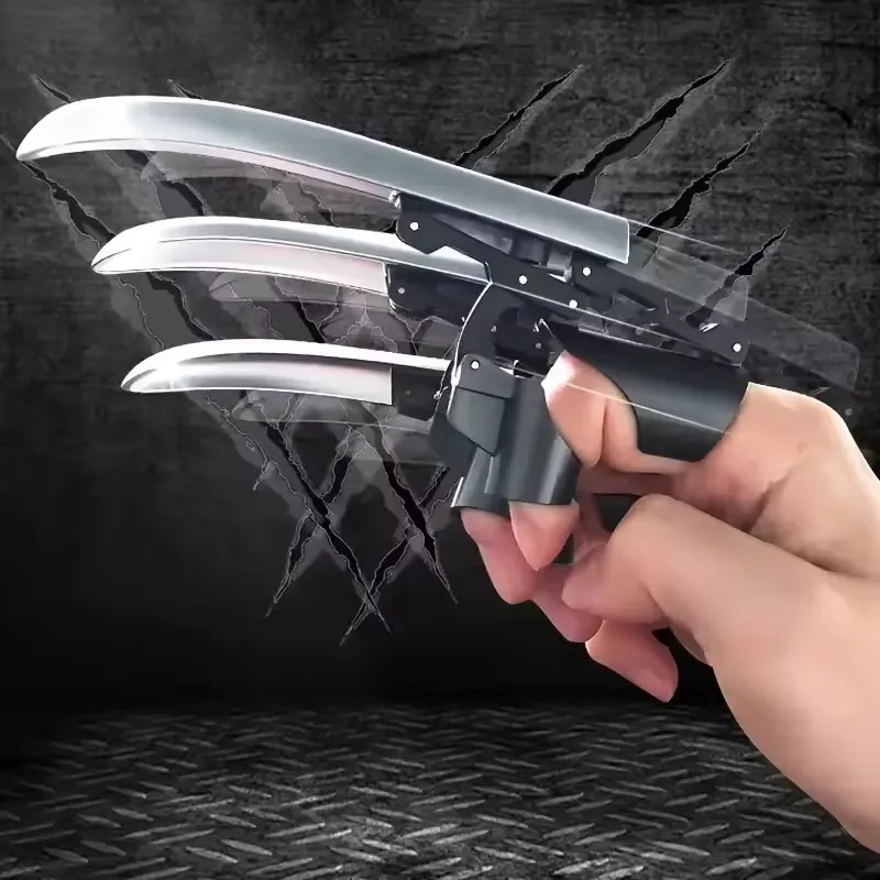 3pcs/6pcs Funny Anime Cosplay Wolf Claws Fingers Wear Retractable Plastic Claws Cool Folding Mechanical Fingers Antistress