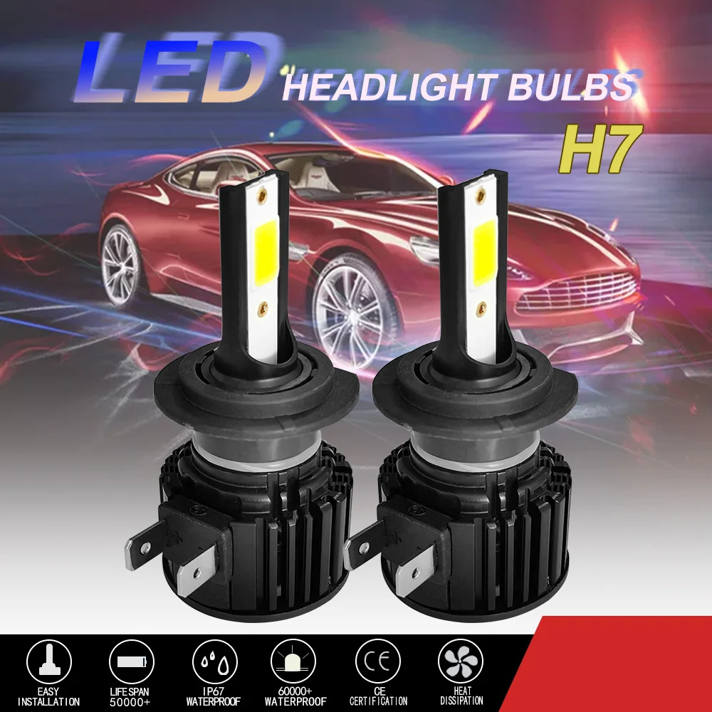 H7 LED Headlight 6000K 200W 8000LM Low Beam Bulbs High Power for Car