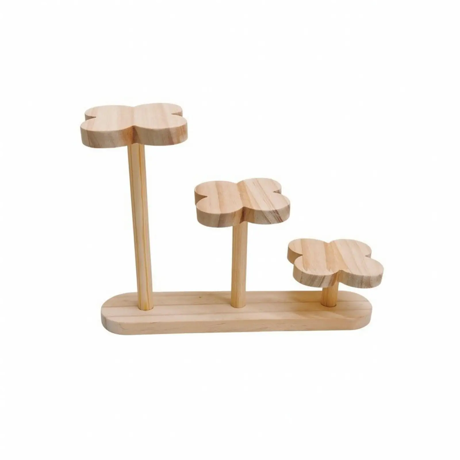 Tiered Display Rack with Flower-Shaped Flower-Like Tiers Sturdy Solid Wood Display Stand with Rounded Base Assembly Required