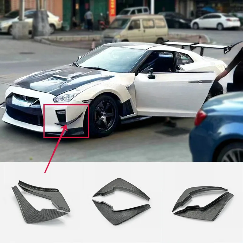 

For Nissan 2017 MY17 GTR R35 Front Bumper Canard Diffuser 2Pcs Carbon Fiber car BodyKits