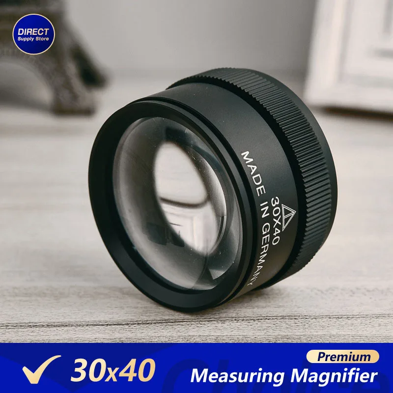 Advanced 30x40mm measuring magnifying glass lens ring microscope for coin, stamp, jewelry magnifying glass