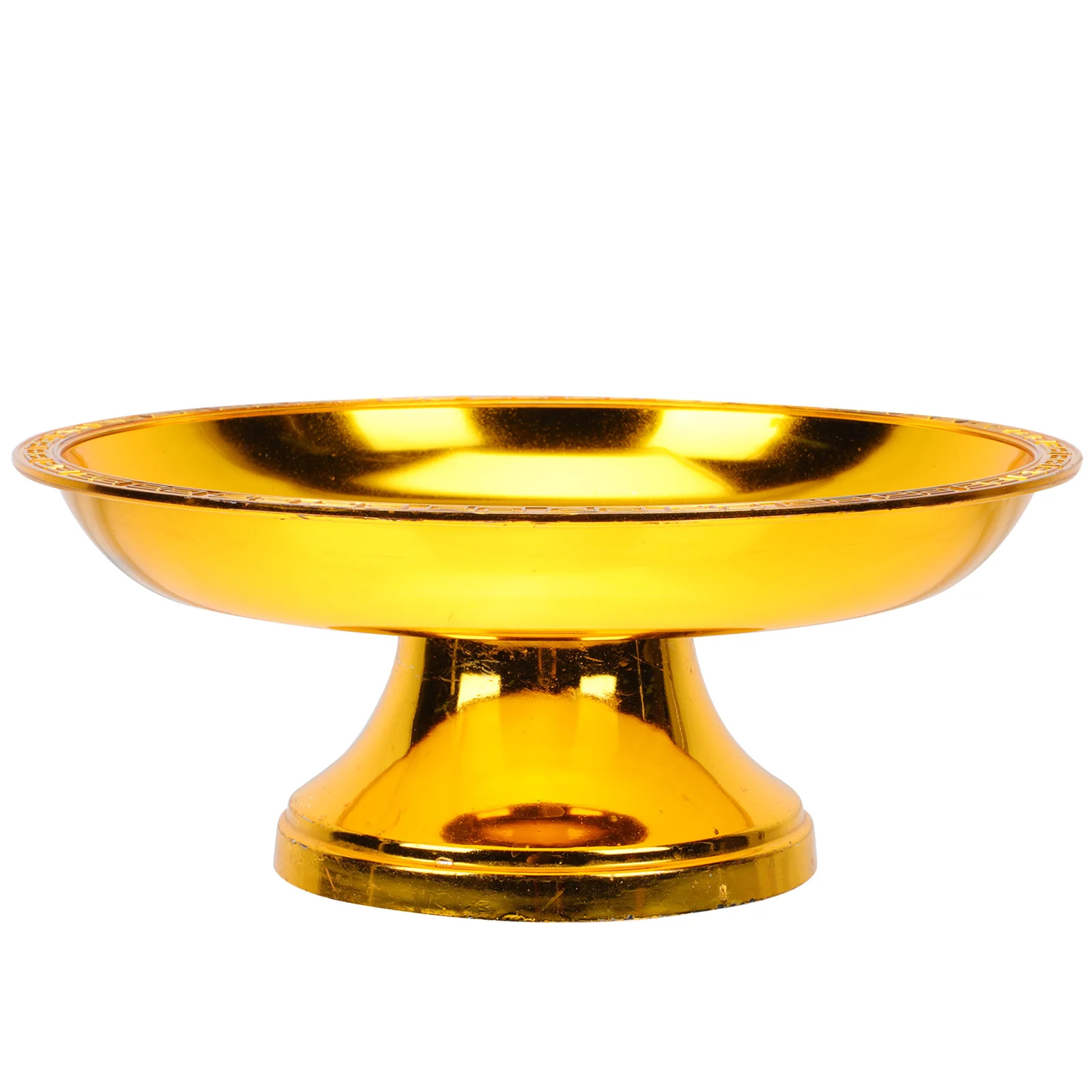 

1pcs Temple Fruit Plate Vintage Golden Worship Dish For Home Decor Religious Offerings High Base Serving Tray