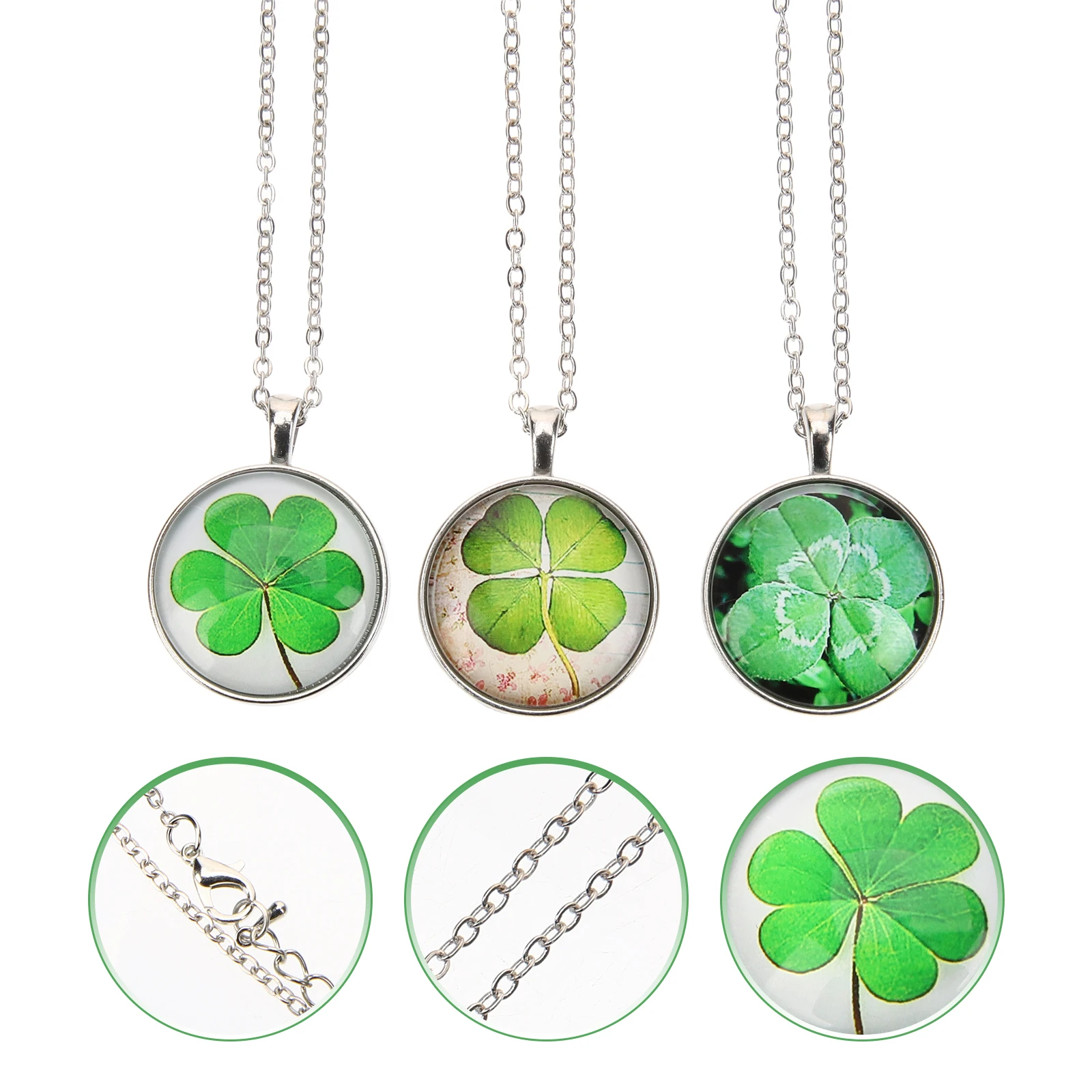 3 pçs colar de trevo de quatro folhas para mulheres meninas jóias irlandesas simples sorte pingente colares corrente leve vestir-se festa