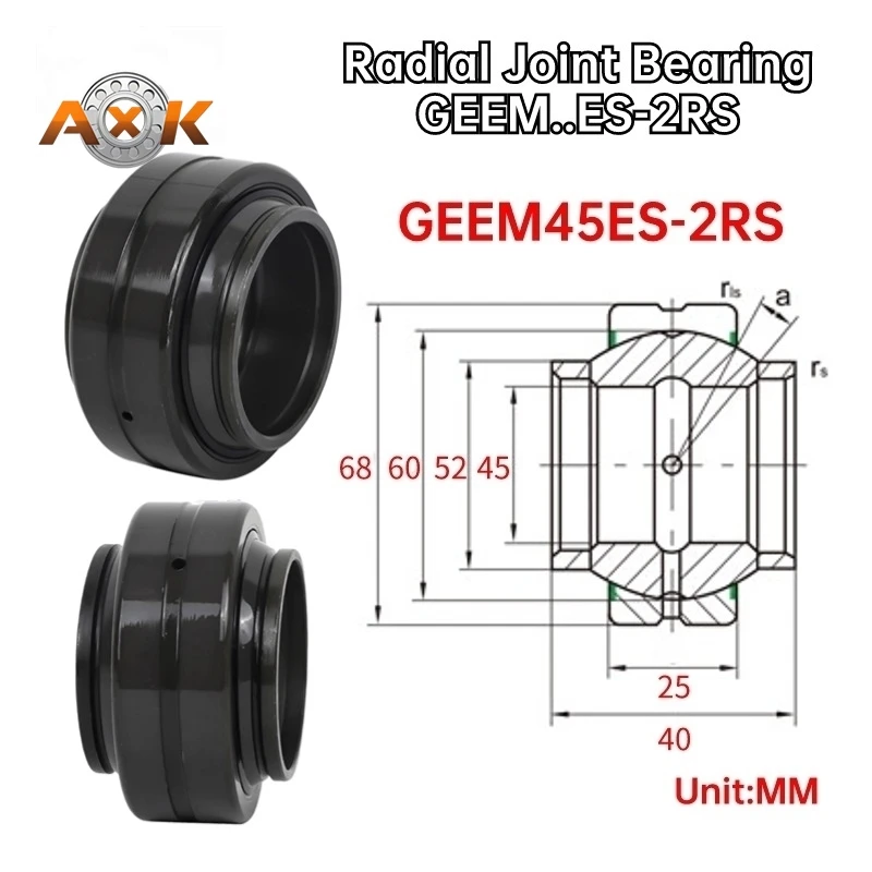 

GE45HO-2RS GEEM45ES-2RS 45X68X40 Thickened Self-lubricating Radial Joint Bearing Single Slotted Fish Eyeball Bearing