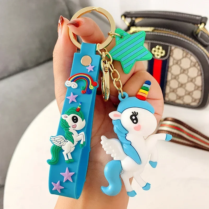 Rainbow Unicorn Keychain Cartoon Key Ring Creative Car Bag Pendant Small Gift for All