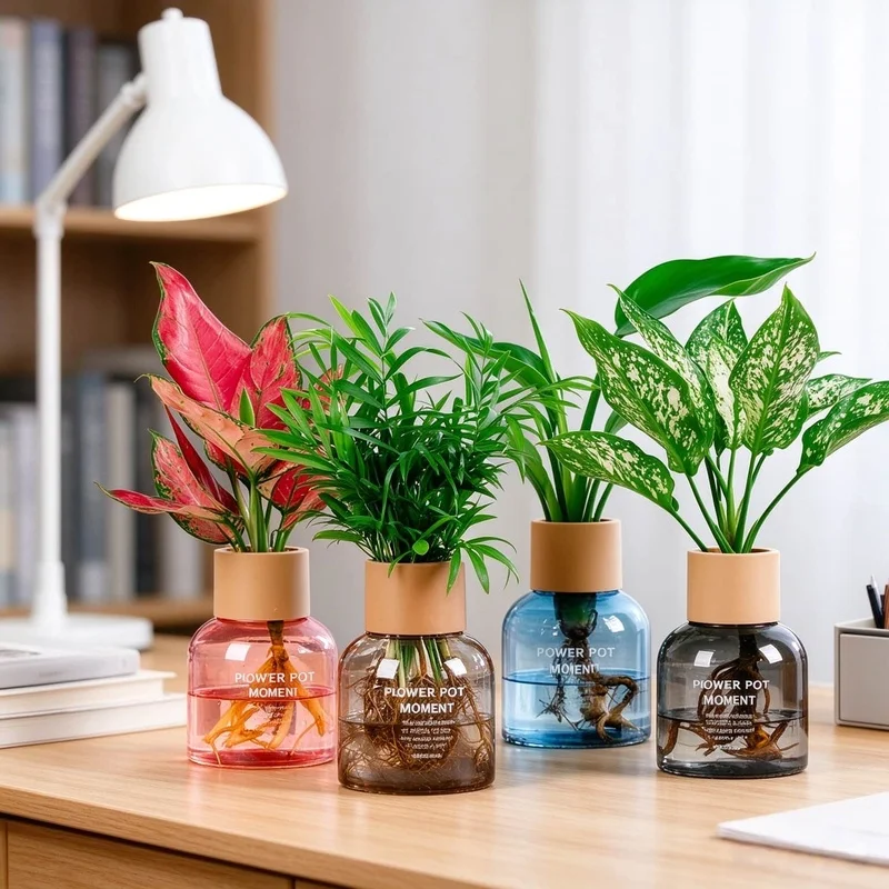 Creative, glass-like transparent resin vase, modern and minimalist living room decoration, suitable for hydroponic plants and fl