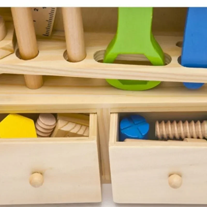 Montessori Baby Educational Toys Kids Wooden Multifunctional Tools Kit Set Box Toy Nut Wrench Boys for Children Games Gifts