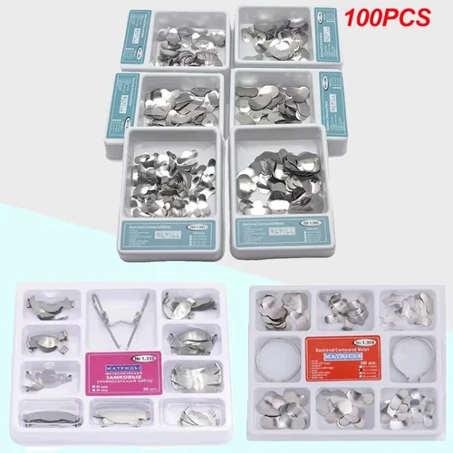 Imagen 2 del producto Kit de banda de matriz Dental con anillos de Metal, matrices contorneadas seccionales para restauración de dientes, herramientas de formación de odontología