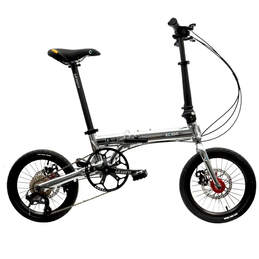 KOSDA Faltrad, leicht, 16-Zoll-Rahmen aus Aluminiumlegierung, Faltrad für Erwachsene, verstellbar, 8-Gang-Doppelscheibenbremsen, Citybike