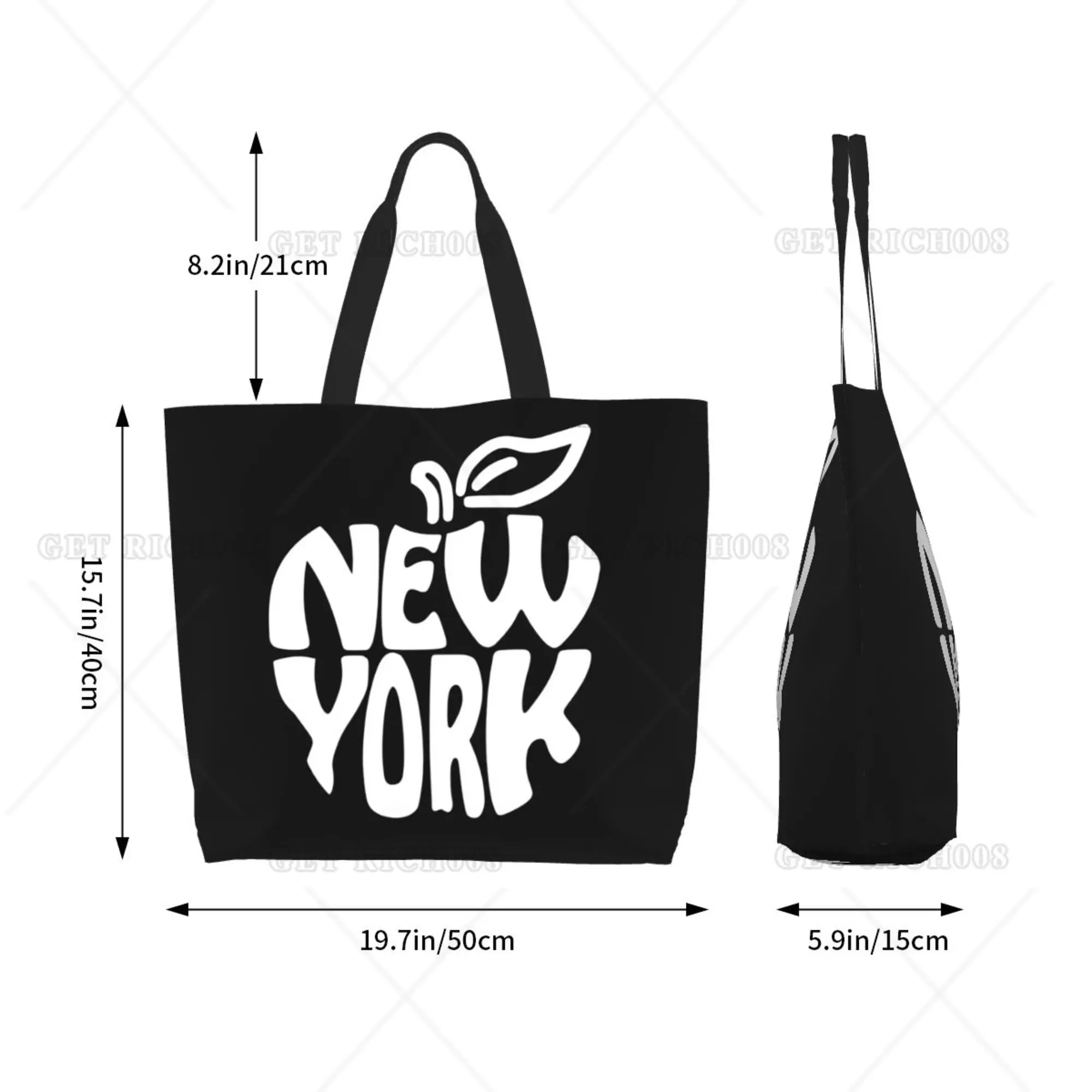 Bolsas de ombro para homens e mulheres, New York Design, grande capacidade, compras, mercearia, supermercado, tamanho único, Eco Bag