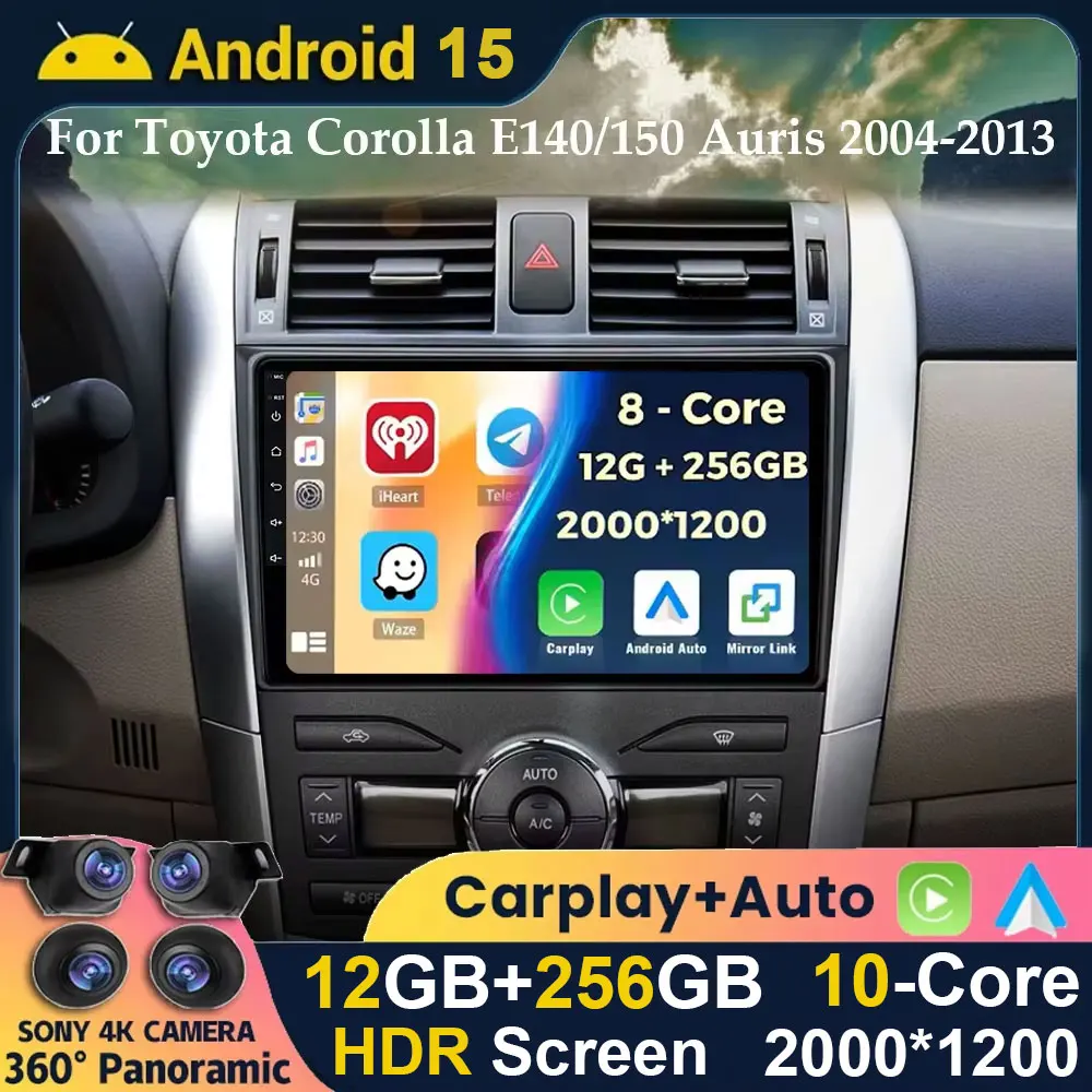 

Android 15 Multimedia Player For Toyota Corolla E140/150 Auris 2004 - 2013 Carplay Android Auto Radio Car Radio 4G Wifi GPS DSP