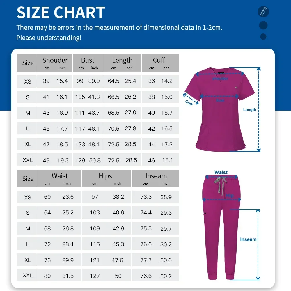 Hospital Doctor Nursing Uniform Women Wholesale Casual Short Sleeved V-neck Jogger Suits Nurse Pharmacy Working Medical Uniforms