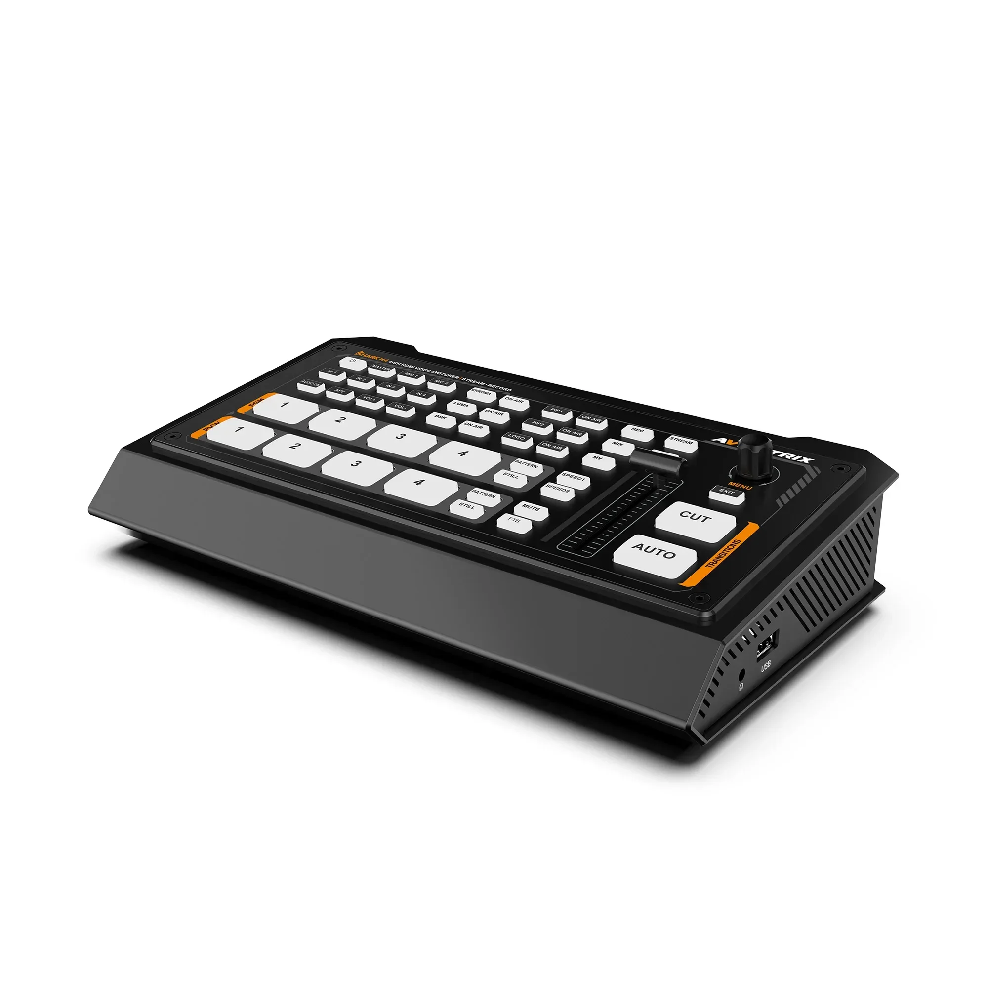 Best Seller AVMATRIX SHARK H4 Live Streaming Multi Camera Hdmi Video Switcher Mixer With RTMP SRT Stream & USB Disk/ SD Card Rec