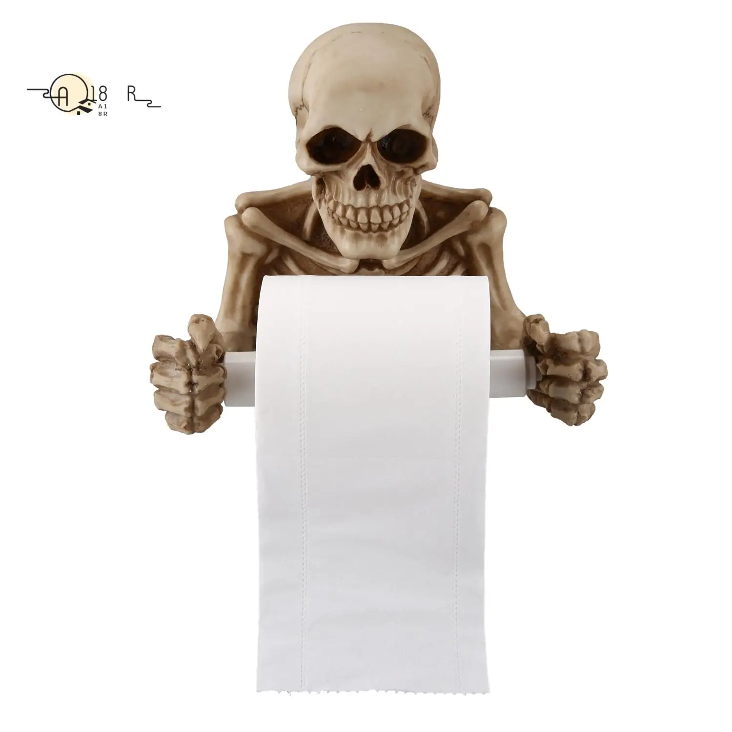 

A18R -Creative Skull Toilet Paper Holder Wall Mounted Toilet Paper Storage Box Bathroom Storage Box