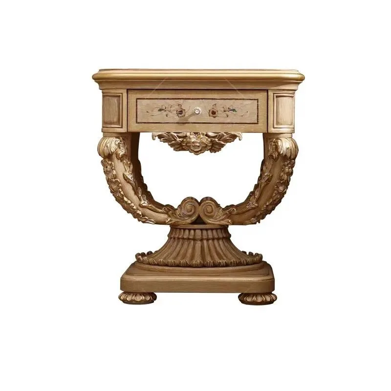 Wood Carving Bedside Table High Quality Custom Nightstand Latest Italian Design Bedroom Furniture Storage Cabinet