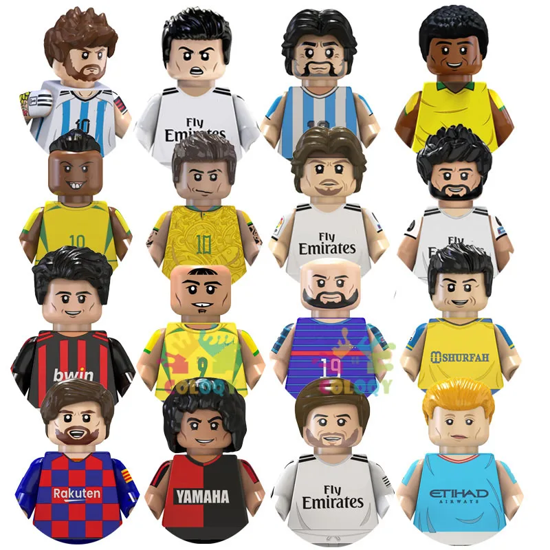 子供のためのサッカースターのビルディングブロック,スポーツプレーヤー,bailey,mesi,rondo,ミニアクションフィギュア,子供のおもちゃ,クリスマスプレゼント