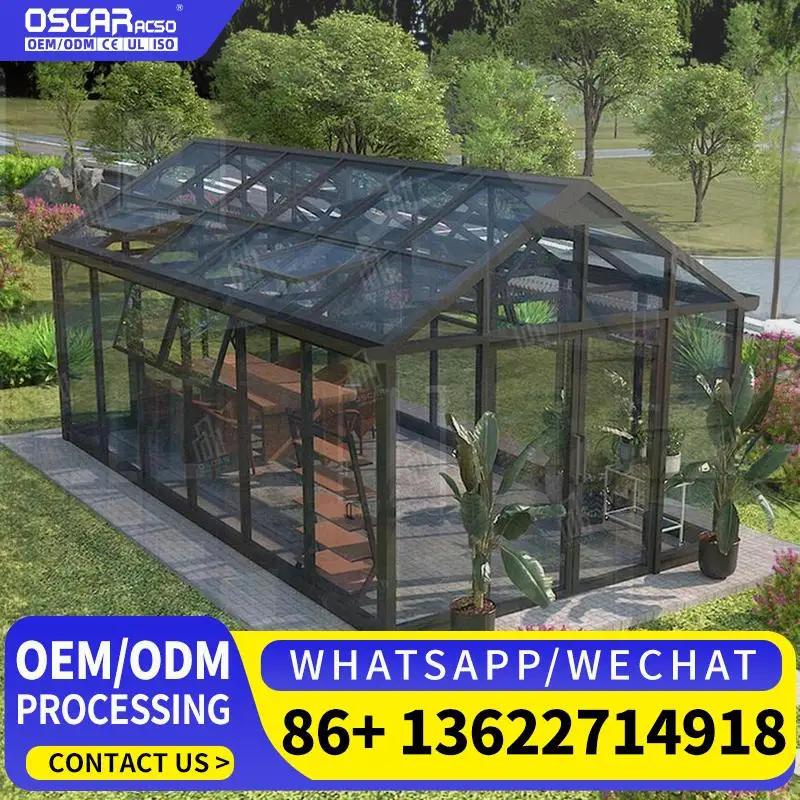 طقم إطارات ألومنيوم خارجي من الزجاج المعزول لجميع المواسم لغرفة الشمس في الحديقة والفيلا والدفيئات الزراعية القابلة للتخصيص
