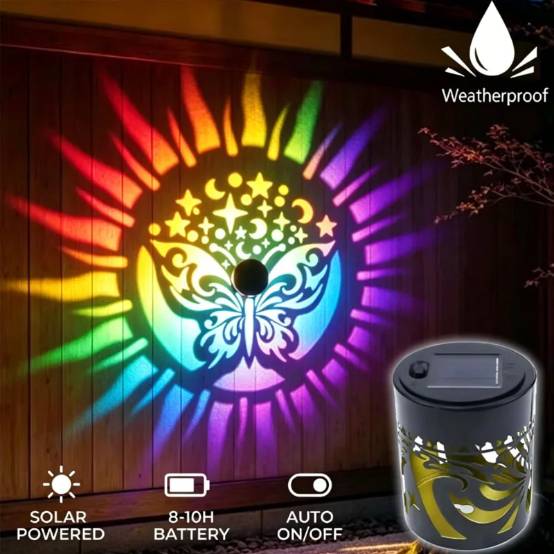 1-4PCS LED Color Changing Solar Butterfly Light Outdoor Wall Projection Lamp Waterproof for Patio Path Garden Wedding Party
