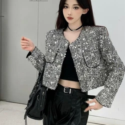 2024 Women Short Shining Sequined Jacket High-End Design