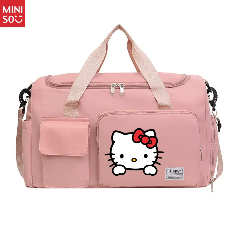 Miniso Large Cartoon Print Gym Bag with Shoe Compartment | Durable Sports Duffle & Travel Tote