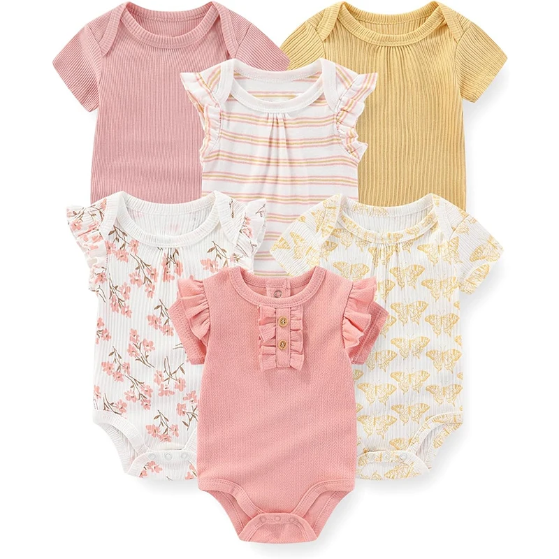 

Fashion Baby Boy Girl Bodysuits 6-Pack Casual Cotton Soft Infants Outfit New born Clothes