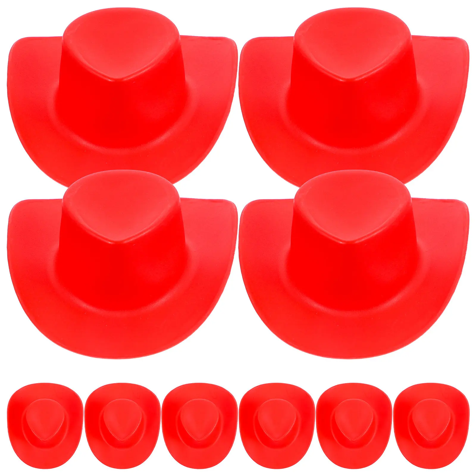 

10 шт. миниатюрных пластиковых ковбойских шляпок в западном стиле для декоративных проектов, украшения для вечеринок, очаровательные миниатюры