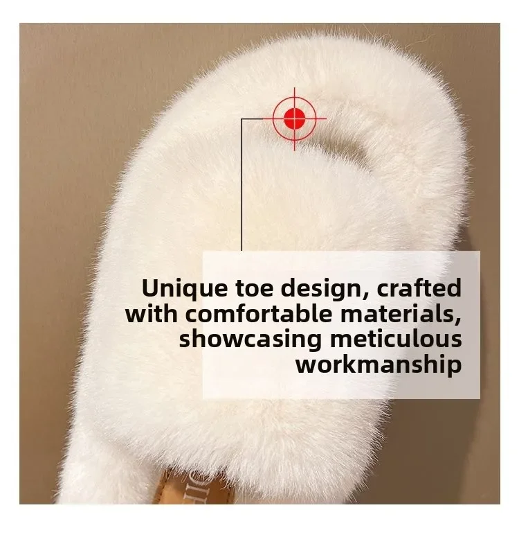 2026 Winter Damen Plüsch-Hausschuhe Weiche Kunstfell-Bodenschuhe Indoor Damen Warme Hausschuhe Offene Zehen Flauschige Haussandalen – Detail 4