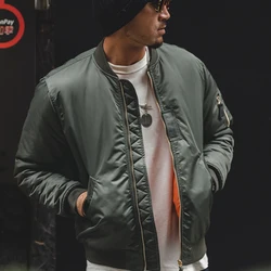 Maden MA1 Pilot Cotton Jacket Thickened Baseball Jacket Warm Padding Flight Coat Winter Brand Men's Clothing Green