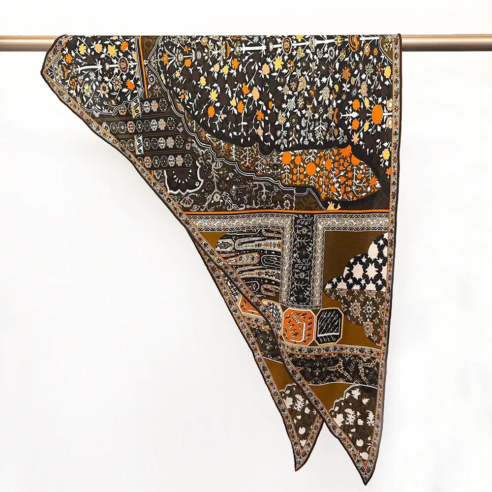 Large Triangle Shape Designer Shawls Women Hand Rolled Scarf Silk Wool Blend Mother Christmas Gift Head Bag Accessories