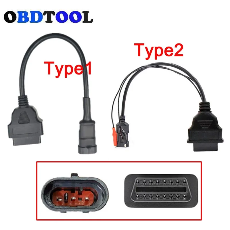 2 Type Option 3PIN To 16PIN OBD2 Cable Car Conversion Line for Fiat/Alfa/Lancia Old 3pin Diagnostic Connector for SYM Motorcycle