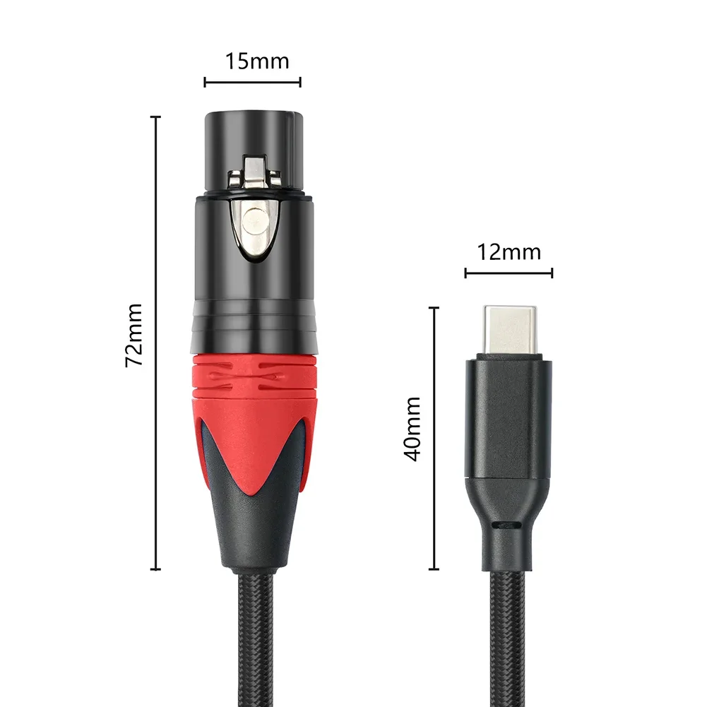 Mobile Microphone Recording Cable USB C Mic Link Converter Cable For Canon Female XLR Connection Microphone Recording Cable