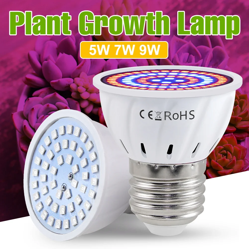 9W Full Spectrum Grow Bulb LED Indoor Seeding Planting Box E27 Succulent Cultivation Lamp 220V Vegs Fruits Flowers Fill Lighting