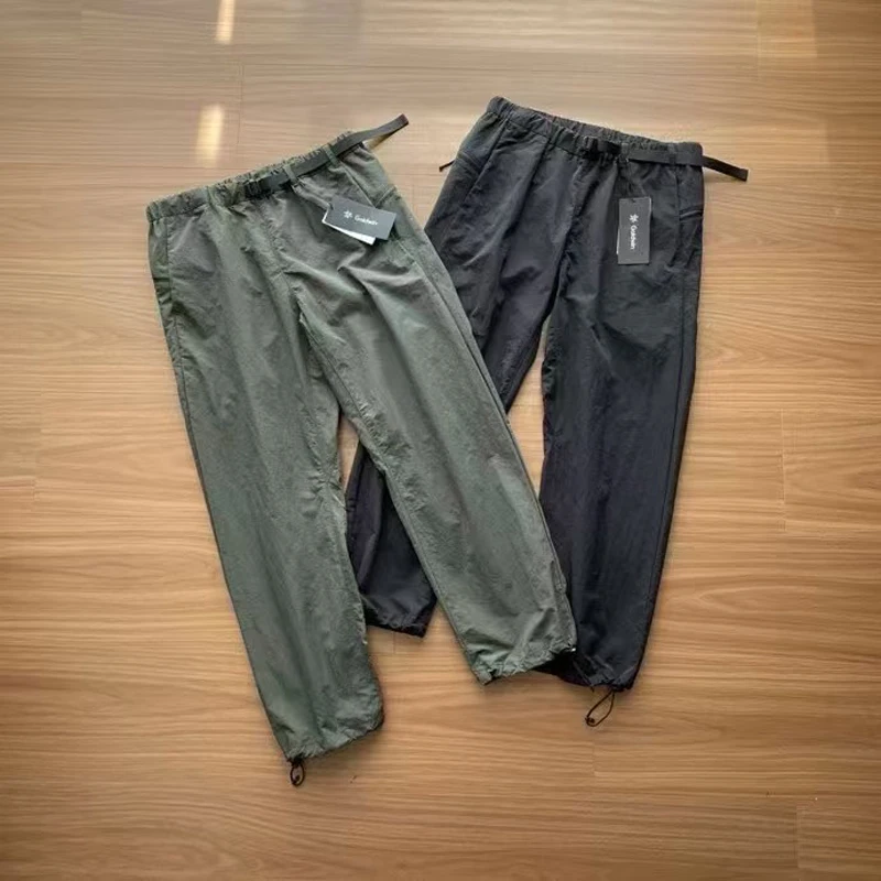

Quick Dry Goldwin Slightly Loose Straight Pants Function Adjustable Thin Sweatpants Men Women Casual Hem Drawstring Trousers