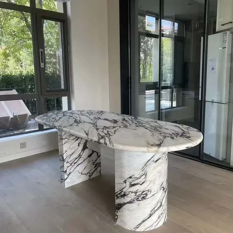 Dining Table Set Customized Dining Room Stone Furniture Beige Calacatta Viola Table Dining Table