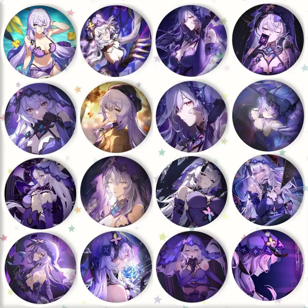 Game Anime Honkai Star Rail Black Swan Badge Round Art Brooch Clothes Backpack Accessories Lapelnd Laserh