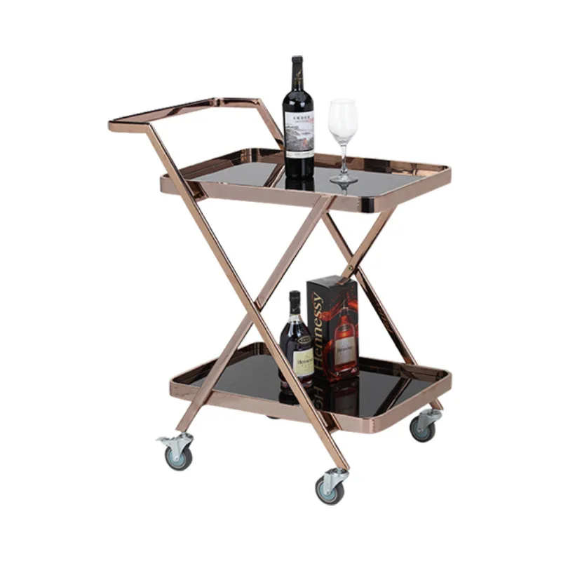 Stainless steel solid wood hotel food delivery service car wine cart