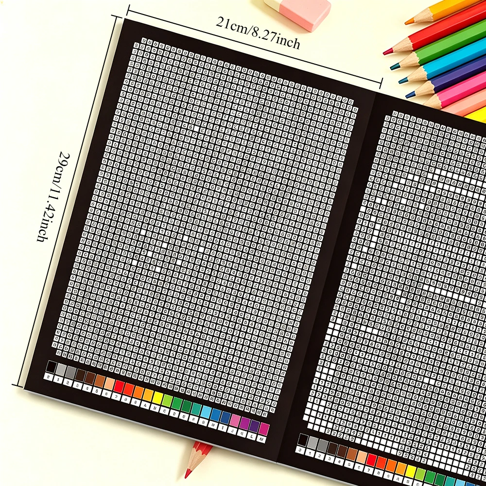 32 Themes DIY Art Painting Coloring Book for Adult, Interesting Grid Pattern Coloring Pages, Educational Activity Book