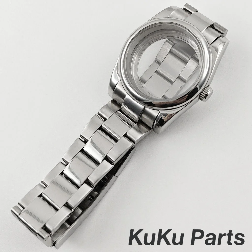 36 ミリメートル/40 ミリメートルポリッシュ防水サファイアクリスタル時計ケース NH34 NH35 NH36 NH38 NH39 NH70 ETA2824 ムーブメントオイスターストラップ