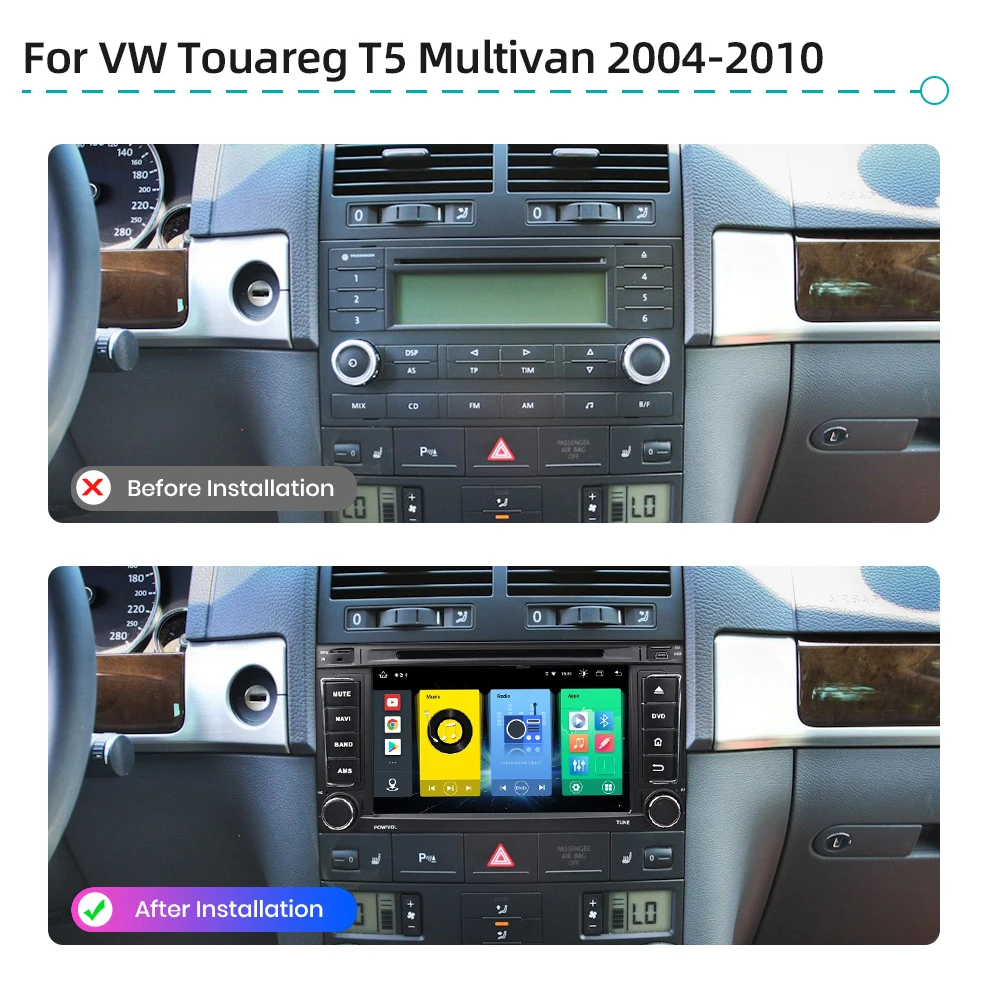 Android 13.0 Car Multimedia Player CarPlay GPS Navigation 4G WiFi Bluetooth RDS Car Radio For VW Touareg T5 Multivan 2004-2010