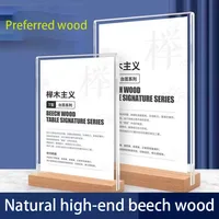 A4 A5 A6 Wooden L-Shaped T-Shaped Strong Table Card Double-Sided Label Display Card Holder Table Paper Holder Display Holder 4
