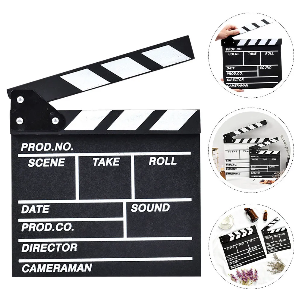 1Pcs Wooden Clean Retro Clapperboard Film For Photography Prop Film Maker Directors Production Scene Marking
