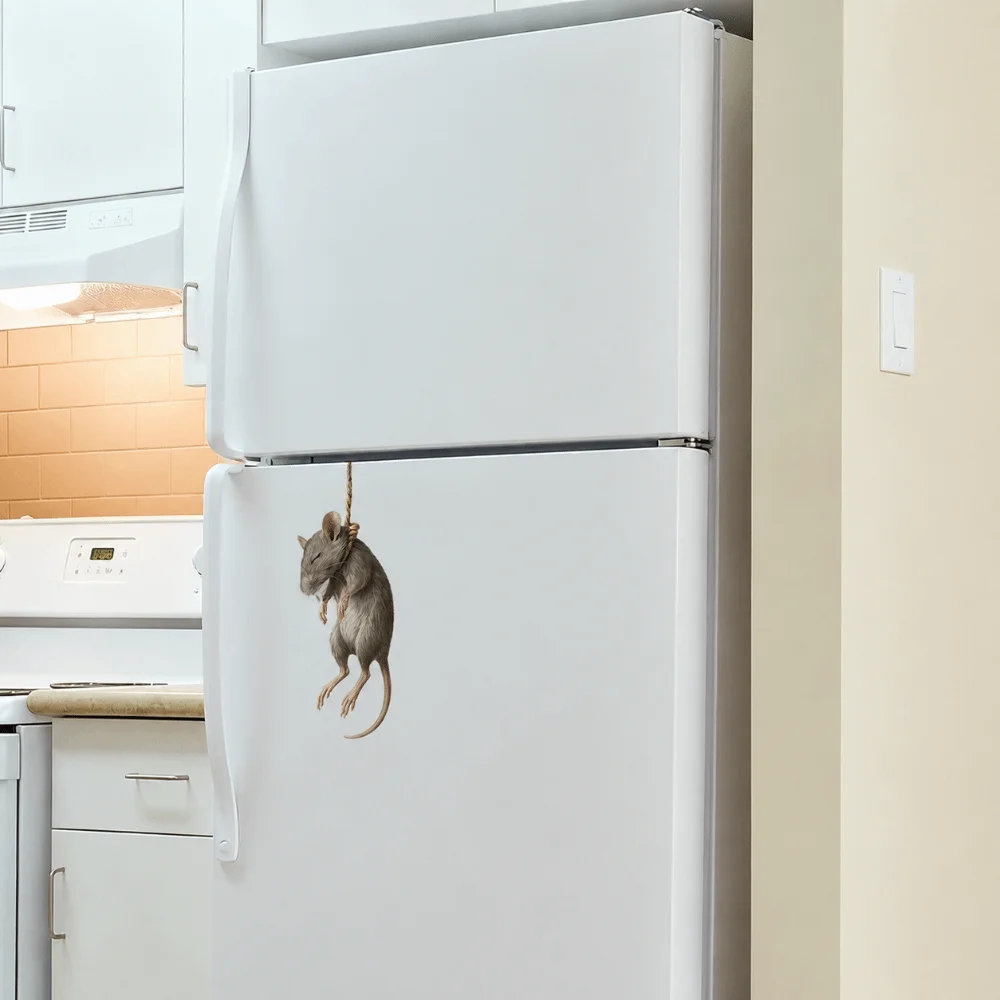Hanging Mouse Refrigerator Stickers DIY Vinyl Removable Hanging Rat Wall Sticker Dining Room Decor Waterproof Wall Art Decals
